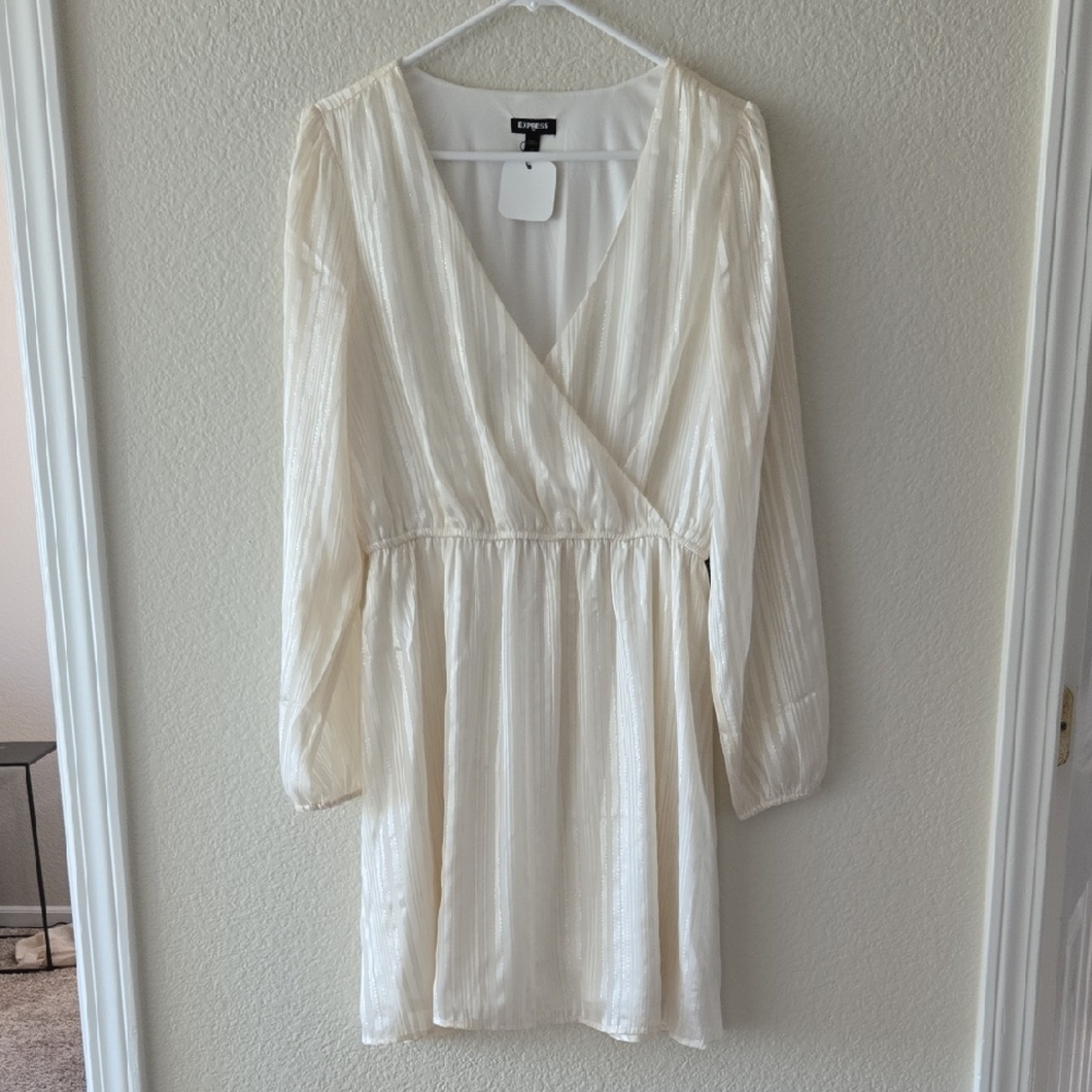 Express Cream Long Sleeve Dress